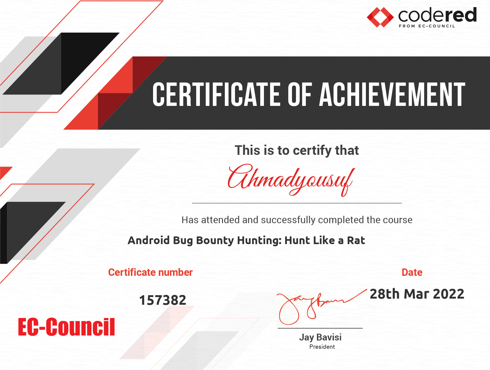 Android Bug Bounty certificate